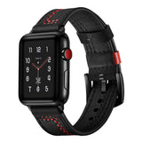 Venice Leather Apple Watch Band (Black/Red)
