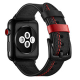 Venice Leather Apple Watch Band (Black/Red)