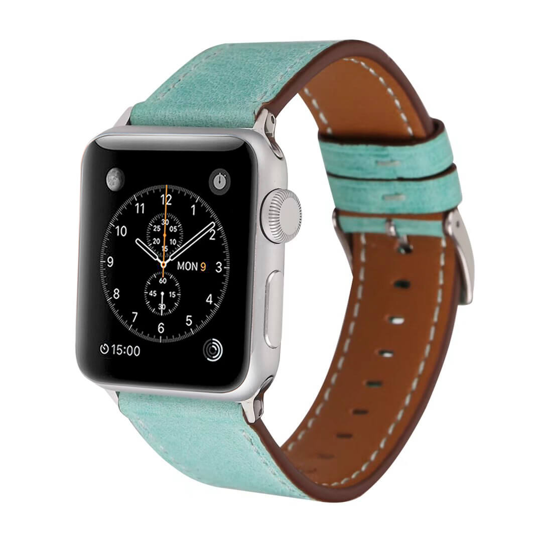 Sorrento Leather Apple Watch Band Turquoise VIGGOR