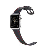 Carbon Fibre Leather Apple Watch Band (Black/Red)